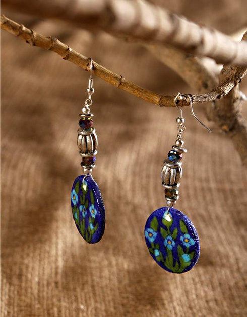 Round Pendant Earring (Blue)